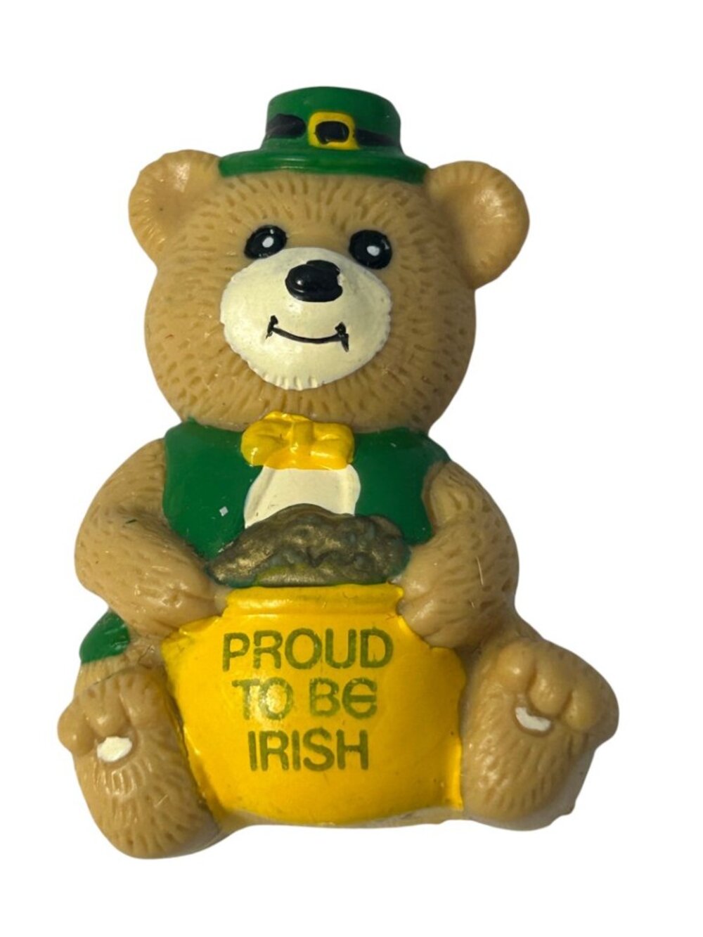Vintage Applause St Patricks Day Bear Brooch Pin Proud to be Irish Pot of Gold
